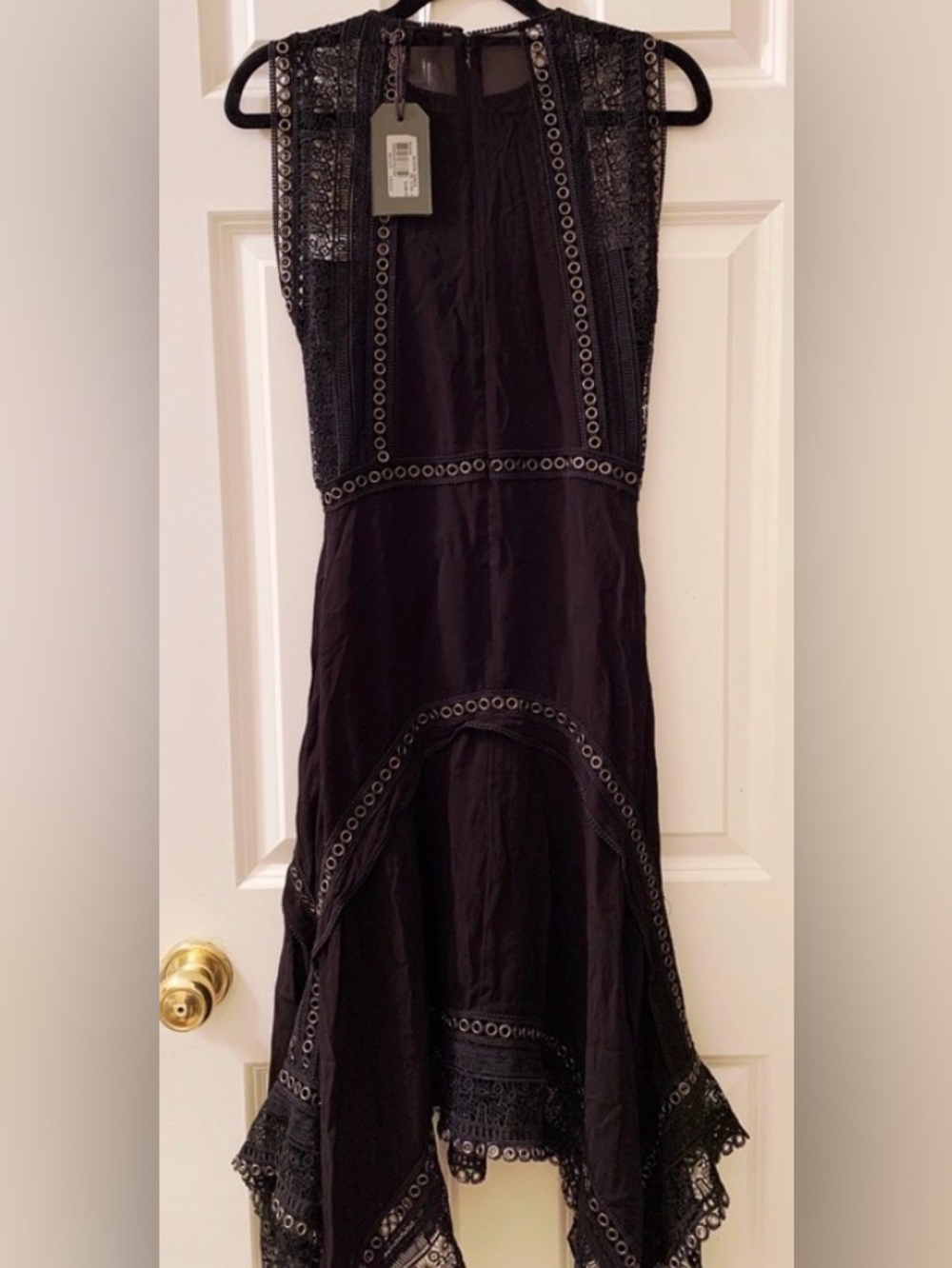 AllSaints Alicia Lace & Metal Midi Dress handkerchief hem 4 small All Saints - Picture 3 of 16